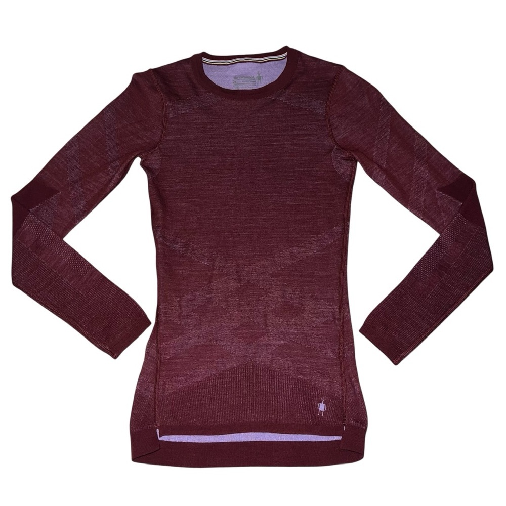 EUC Smartwool Women's Intraknit Thermal Merino Base Layer Crew LS XS Burgundy